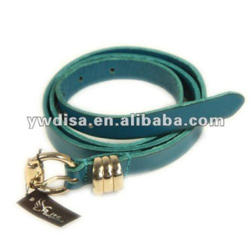 Blue Plain Leather Belt For Woman